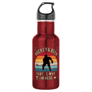 Distressed Hockey and Beer Pun Hockey Stainless Steel Water Bottle