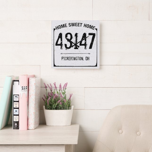 Distressed Home Sweet Home Zip Code Square Wall Clock (Reading Room)