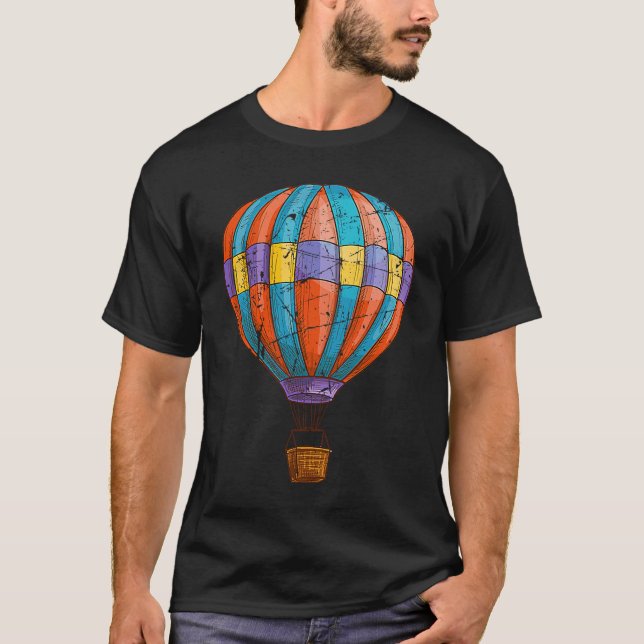 Distressed Hot Air Balloon Balloonist Balloons Fes T-Shirt (Front)