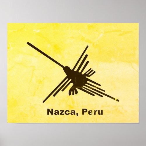 Distressed Hummingbird Nazca Peru Poster
