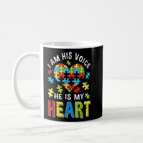 Distressed I Am His Voice He Is My Heart Autism Aw Coffee Mug