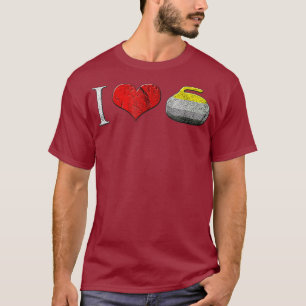 Distressed I Love Curling Rocks  Sport Humor T-Shirt