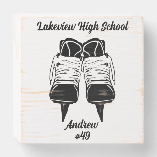 Distressed Ice Hockey Skates Signature Wooden Box Sign (Front Horizontal)