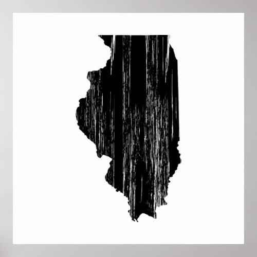 Distressed Illinois State Outline Poster
