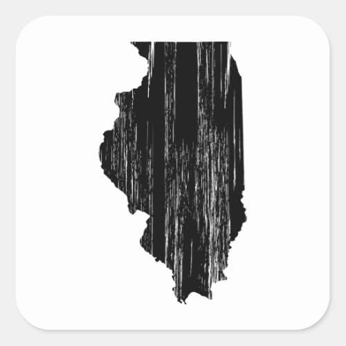 Distressed Illinois State Outline Square Sticker