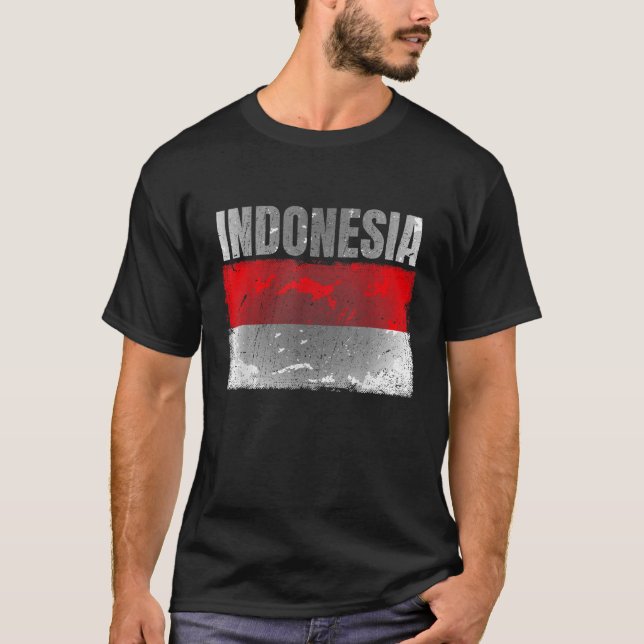 Distressed Indonesia Flag Graphic for Men Women In T-Shirt (Front)