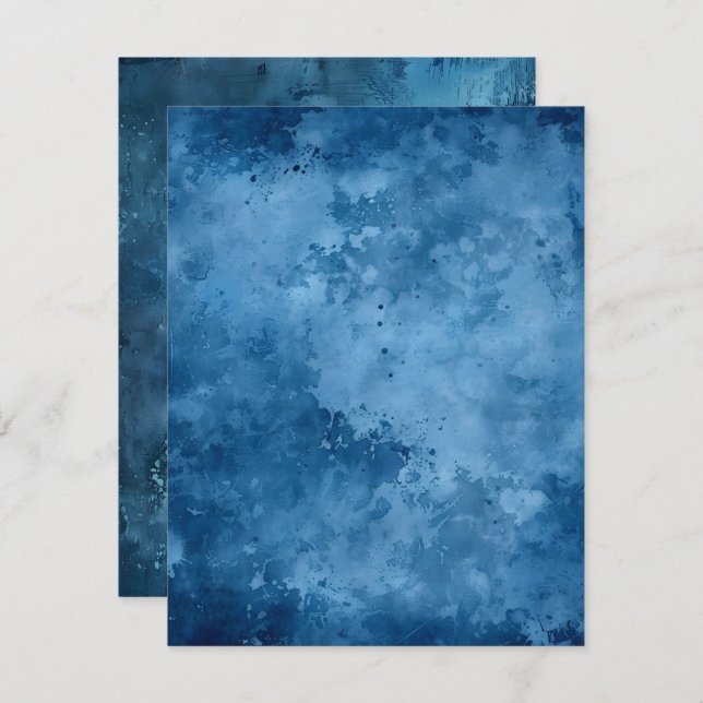 Distressed Ink Blue Printable Scrapbook Paper Invitation (Front/Back)