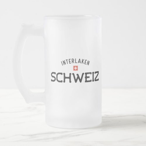 Distressed Interlaken Schweiz Switzerland Frosted Glass Beer Mug