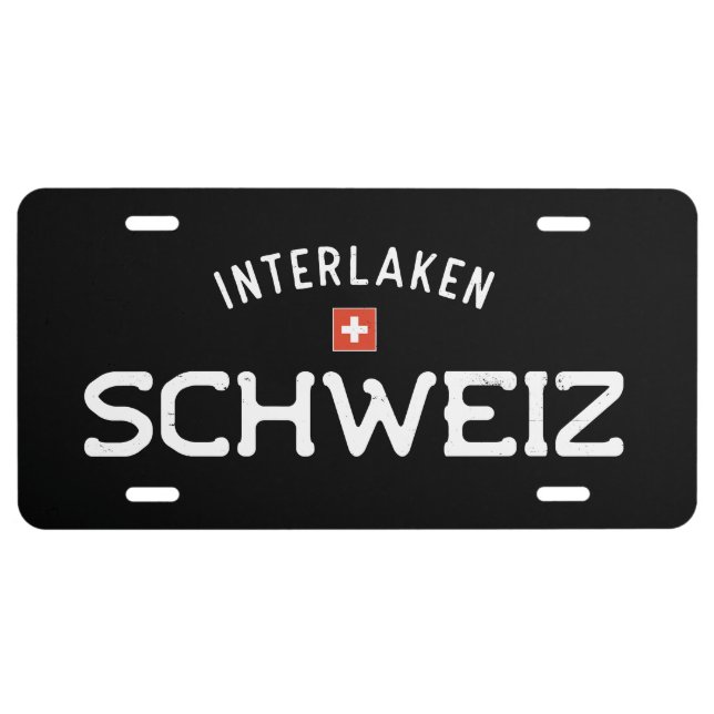 Distressed Interlaken Schweiz (Switzerland) License Plate (Front)