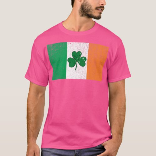 Distressed Ireland Flag Cute Irish Shamrock Saint  T_Shirt