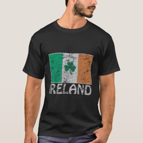 Distressed Ireland Flag Shamrock Irish Flags T_Shirt