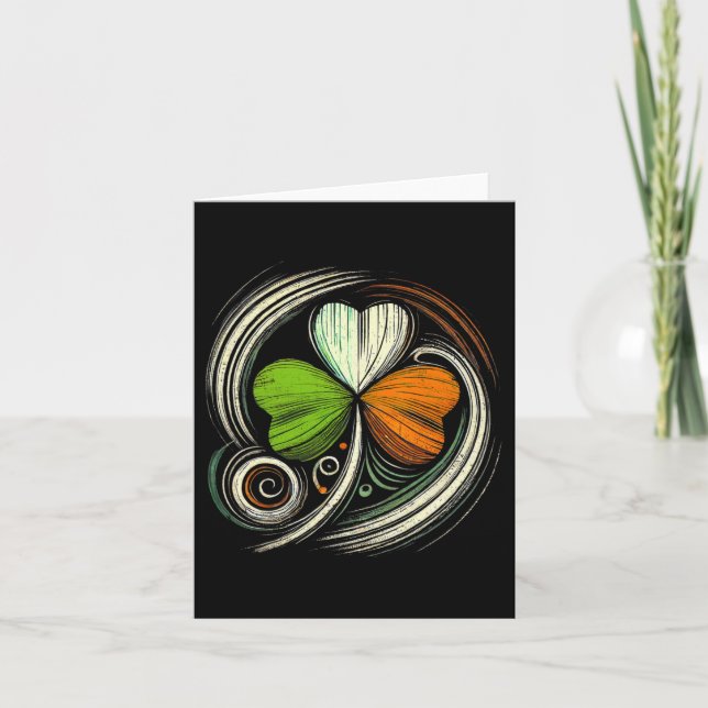 Distressed Ireland Flag Shamrock Irish Flags Vinta Card (Front)