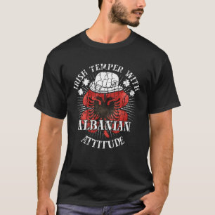 Distressed Irish Albanian Attitude Patriotic Shamr T-Shirt