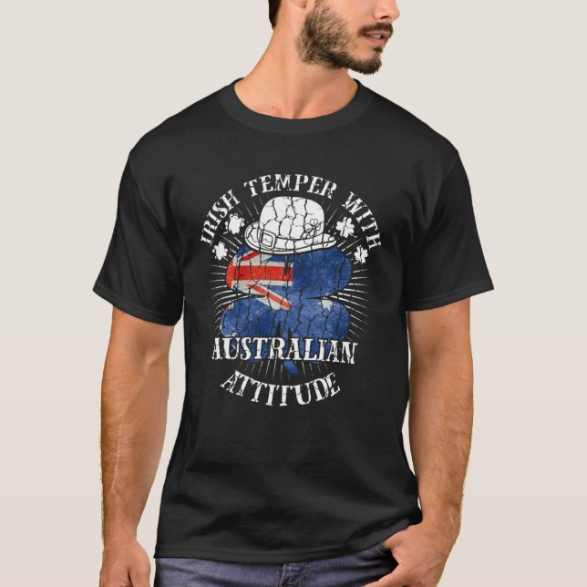 Distressed Irish Australian Attitude Patriotic Sha T-Shirt (Front)
