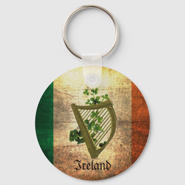 Distressed Irish Flag Keychain (Front)