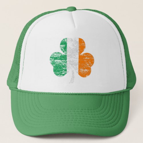 Distressed Irish Flag Shamrock Trucker Hat