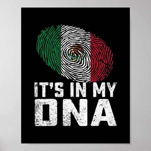 Distressed Its In My DNA Mexico Flag Men Women Poster