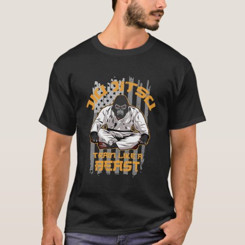 Distressed Jiu Jitsu Fighter Bjj American Mma Gori T_Shirt