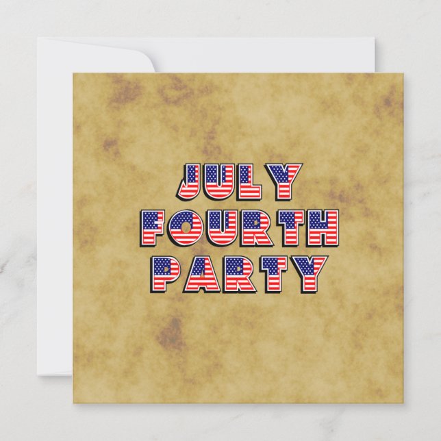 Distressed July 4th, Independence Day Party Invite (Front)