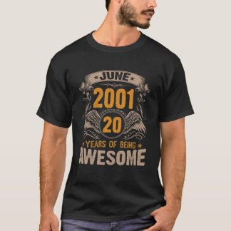 Distressed June 2001 Men Women 20Th Birthday 20 Ye T-Shirt