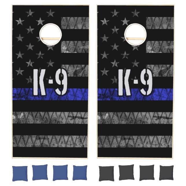 Distressed K-9 Unit Police Flag Cornhole Set (Set)
