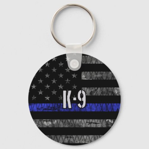 Distressed K_9 Unit Police Flag Keychain