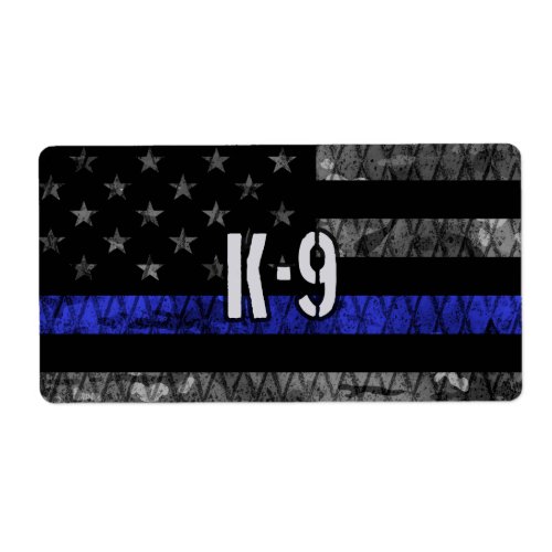 Distressed K_9 Unit Police Flag Label