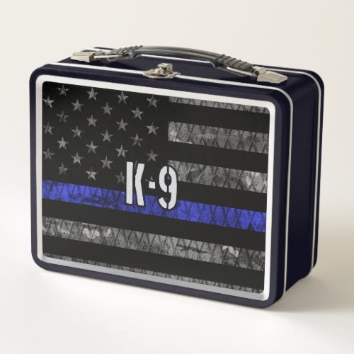 Distressed K_9 Unit Police Flag Metal Lunch Box