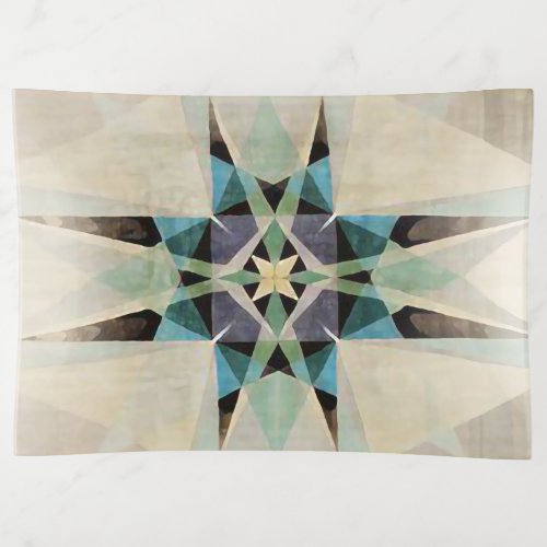 Distressed Kaleidescopic Watercolor Persian Star Trinket Tray