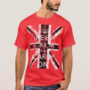 DISTRESSED KEEP CALM AND CARRY ON UK FLAG T-Shirt