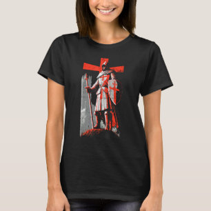 Distressed Knights Templar Crusader Cross Soldier T-Shirt