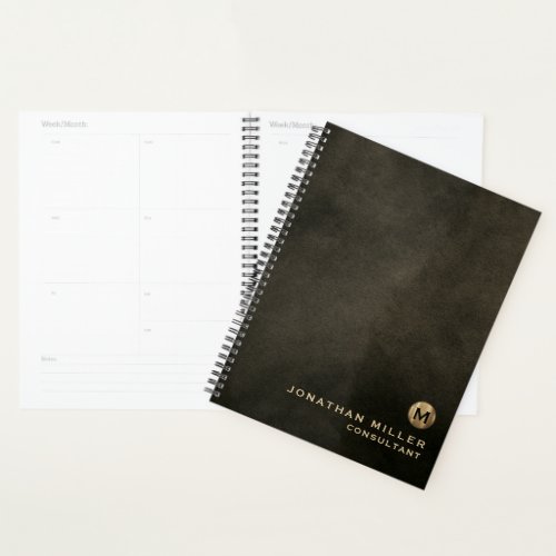 Distressed Leather Gold Monogram Appointment Book Planner