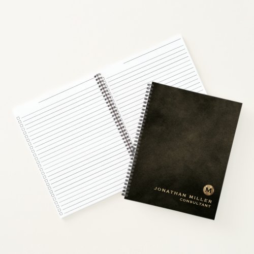 Distressed Leather Gold Monogram Checklist Notebook