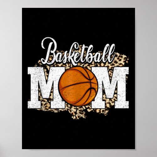 Distressed Leopard Basketball Mom Mothers Day Chri Poster