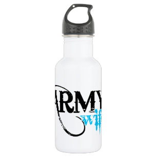 Distressed Lettering Army Wife Water Bottle
