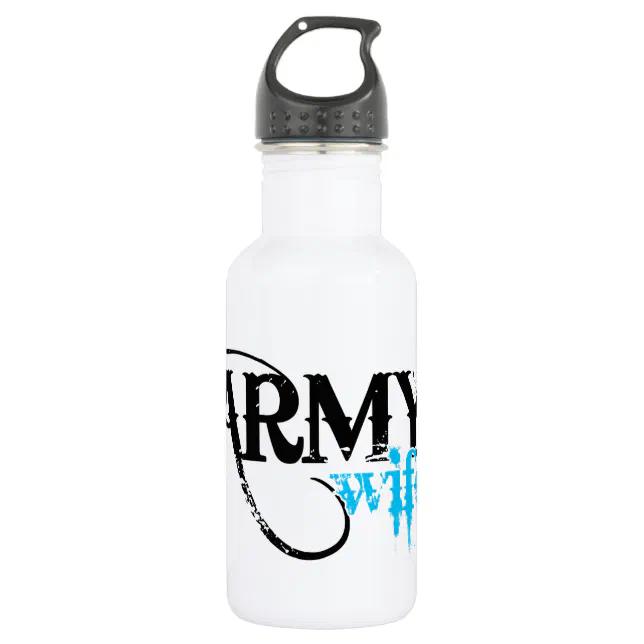 Distressed Lettering Army Wife Water Bottle (Front)