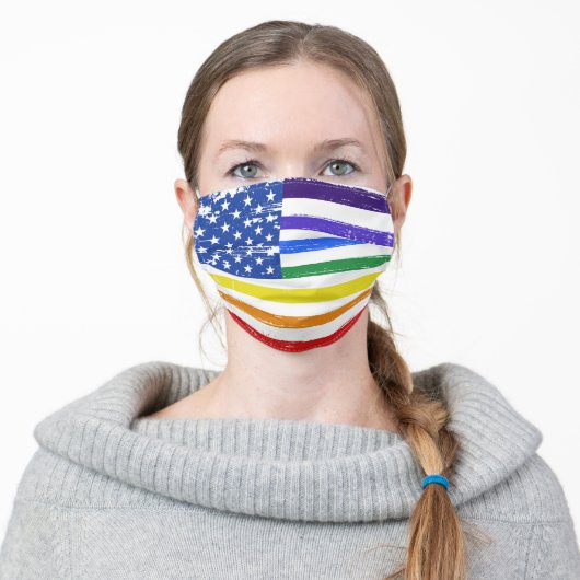 Distressed LGBT Gay Pride Rainbow Flag Adult Cloth Face Mask (Worn)