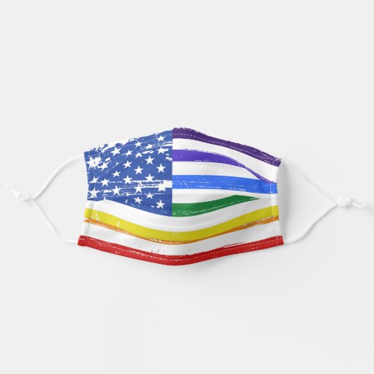 Distressed LGBT Gay Pride Rainbow Flag Adult Cloth Face Mask (Front, Unfolded)