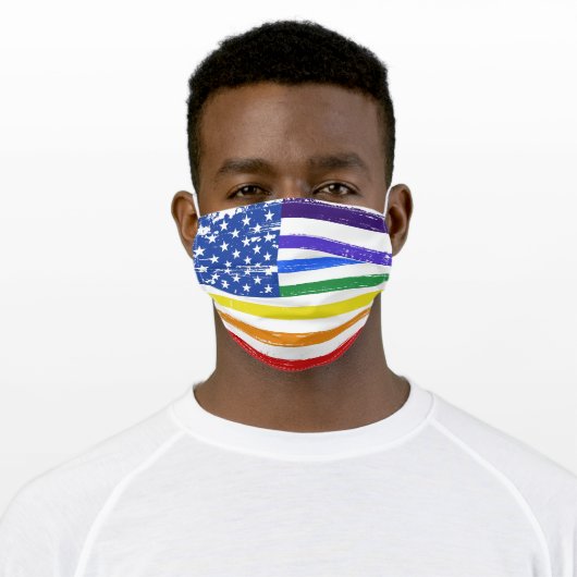 Distressed LGBT Gay Pride Rainbow Flag Adult Cloth Face Mask (Worn)