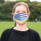 Distressed LGBT Gay Pride Rainbow Flag Adult Cloth Face Mask (Outside)