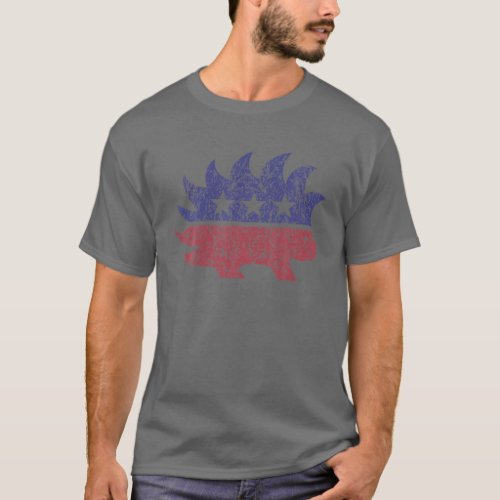 Distressed Libertarian Porcupine Cool Stylized Fre T_Shirt