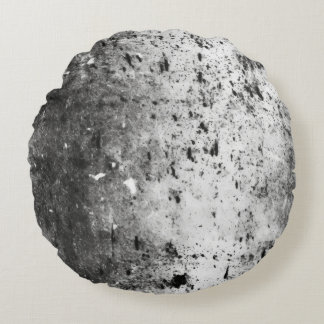 Distressed Light Grey & Black Grunge Texture Round Pillow