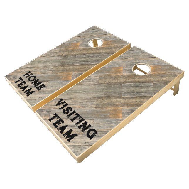 Distressed light Rustic Wood grain Cornhole Set (Angled)