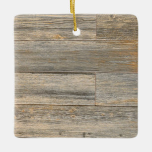 Distressed light Rustic Wood grain planks Ceramic Ornament