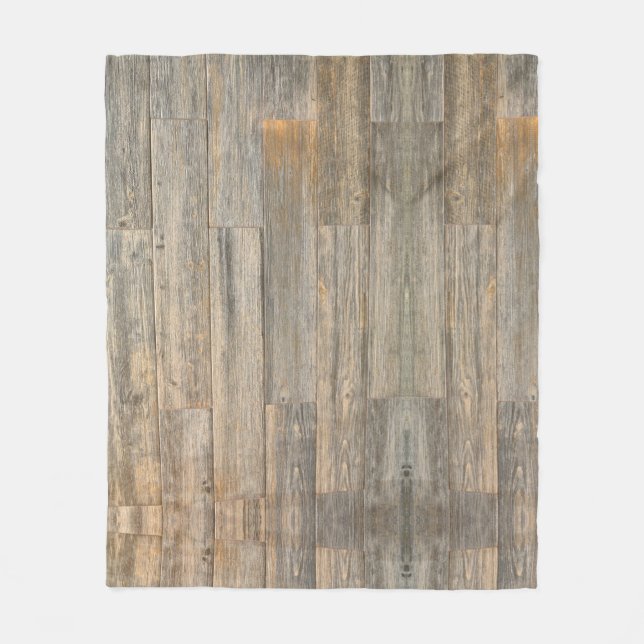 Distressed light Rustic Wood grain planks   Fleece Blanket (Front)
