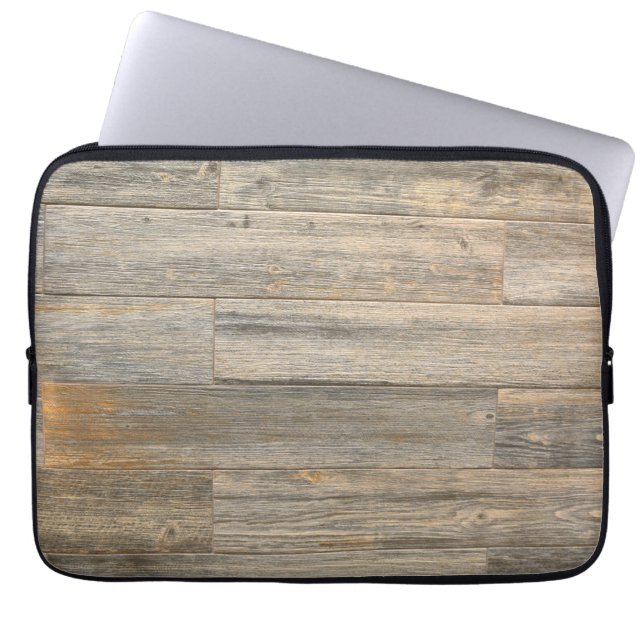 Distressed light Rustic Wood grain planks  Laptop Sleeve (Front)