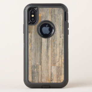Distressed light Rustic Wood grain planks  OtterBox Defender iPhone XS Case