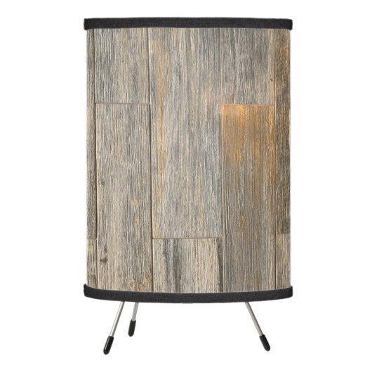 Distressed light Rustic Wood grain planks   Tripod Lamp (Left)
