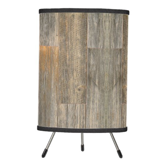 Distressed light Rustic Wood grain planks   Tripod Lamp (Front)