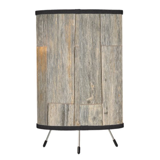 Distressed light Rustic Wood grain planks   Tripod Lamp (Back)